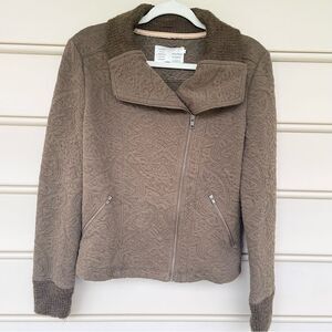 ANTHROPOLOGIE Saturday Sunday Bomber Zip Up Jacket Brown Quilted Medium